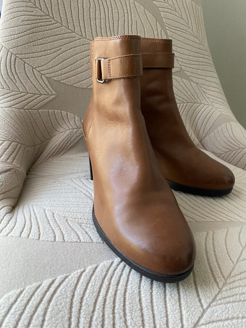 Clarks Cognac Leather Lug Ankle Booties